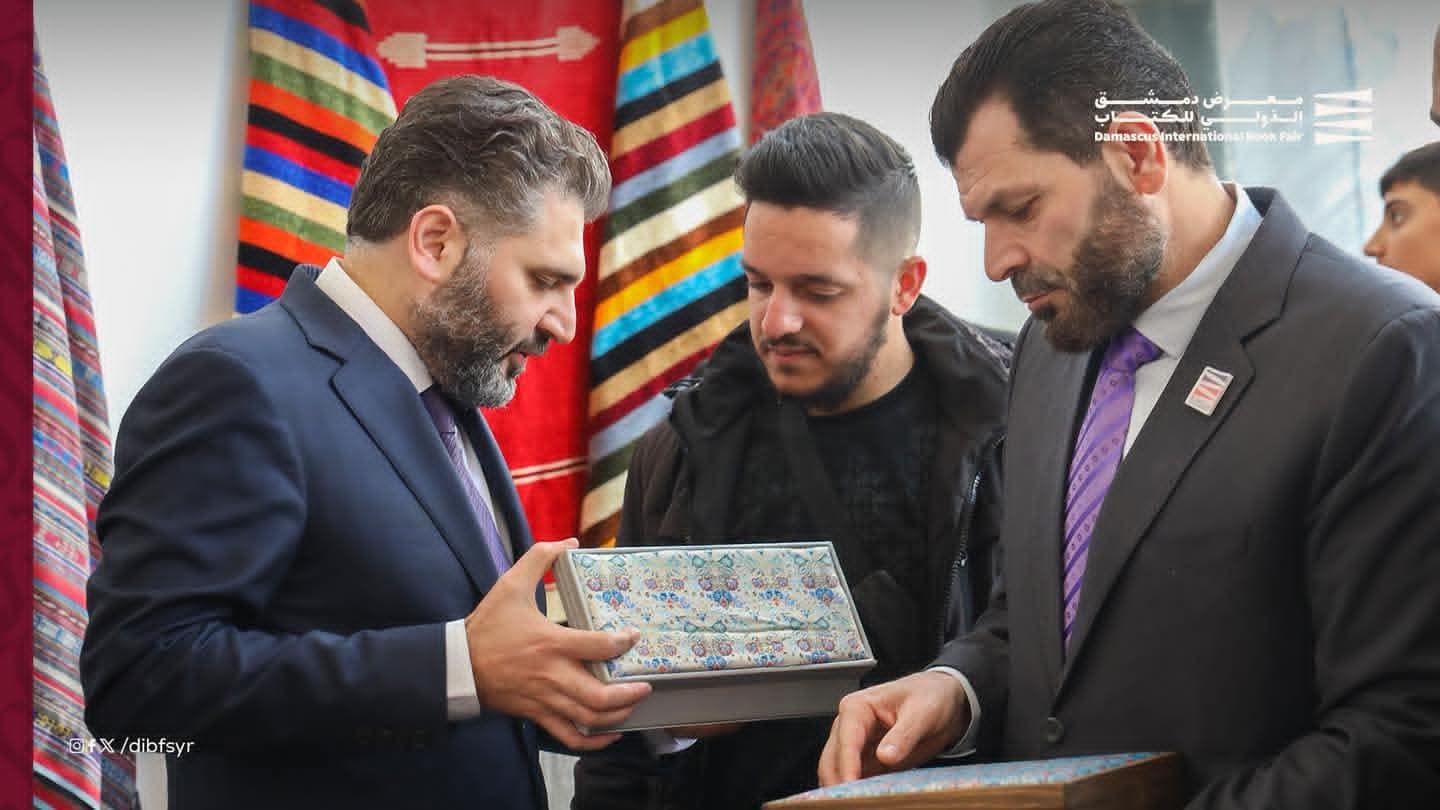 The Syrian Minister of Culture and his deputy are touring the exhibition pavilions daily.